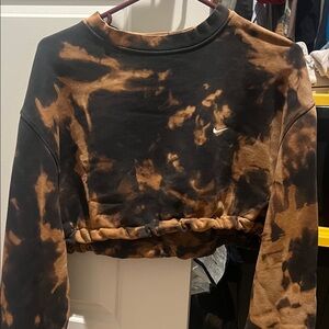 Nike Black and Brown Tie-Dye Cropped Top